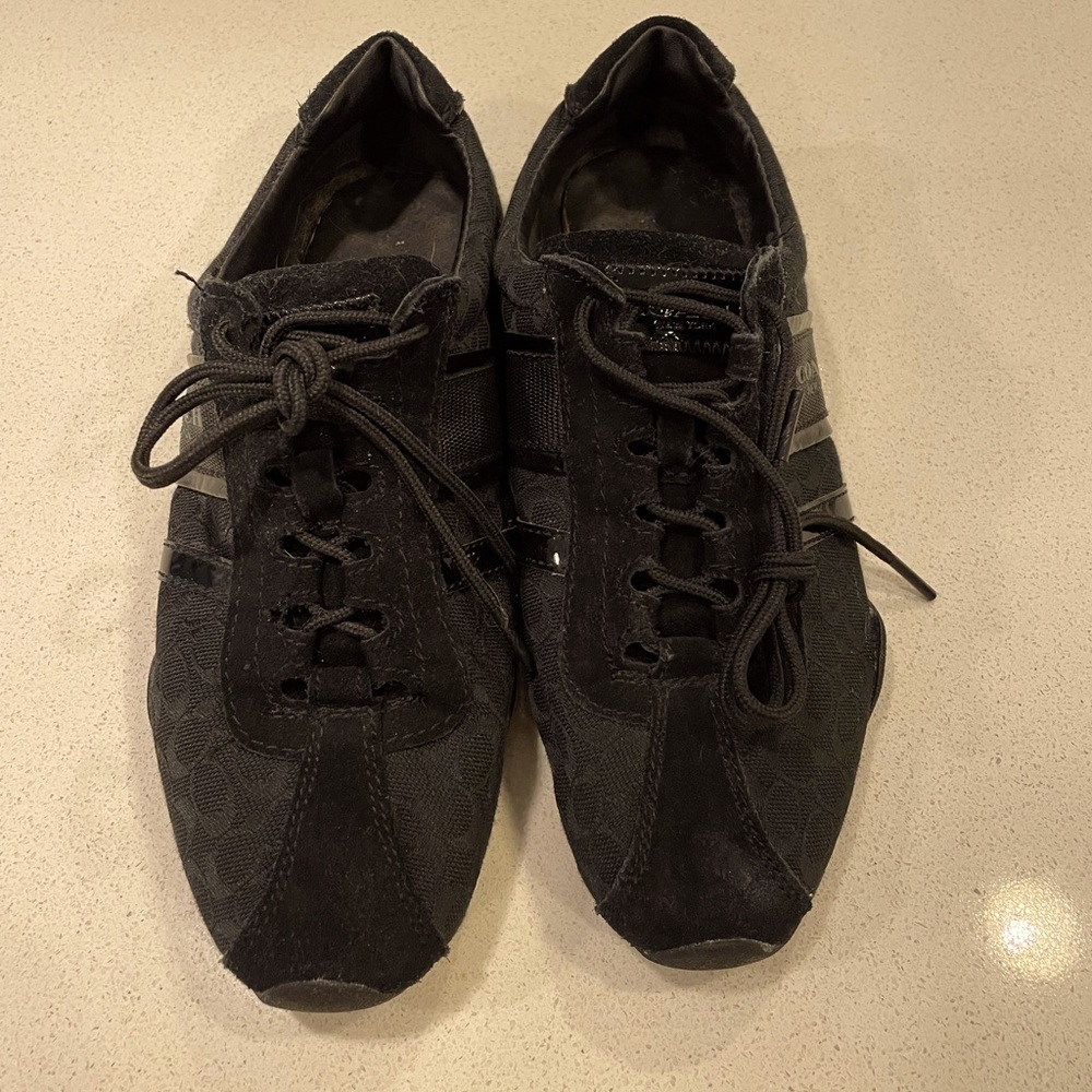 Coach Remonna Womens sneaker SZ 7.5 black 6CM Sig C / black patent